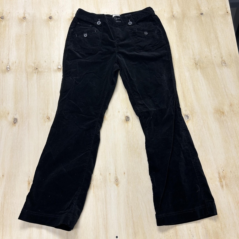 Vintage Y2K Ava Pants Womens 32x31 Black Velour Bootcut Stretch Chino